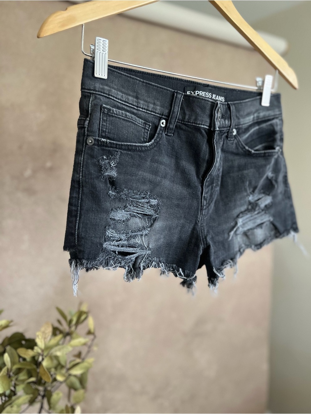 Y2K Low Rise Women's Black Distressed Denim Cutoff Shorts